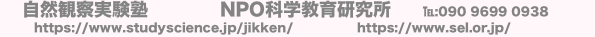 自然観察実験塾 NPO科学教育研究所 ℡:090 9699 0938
https:/